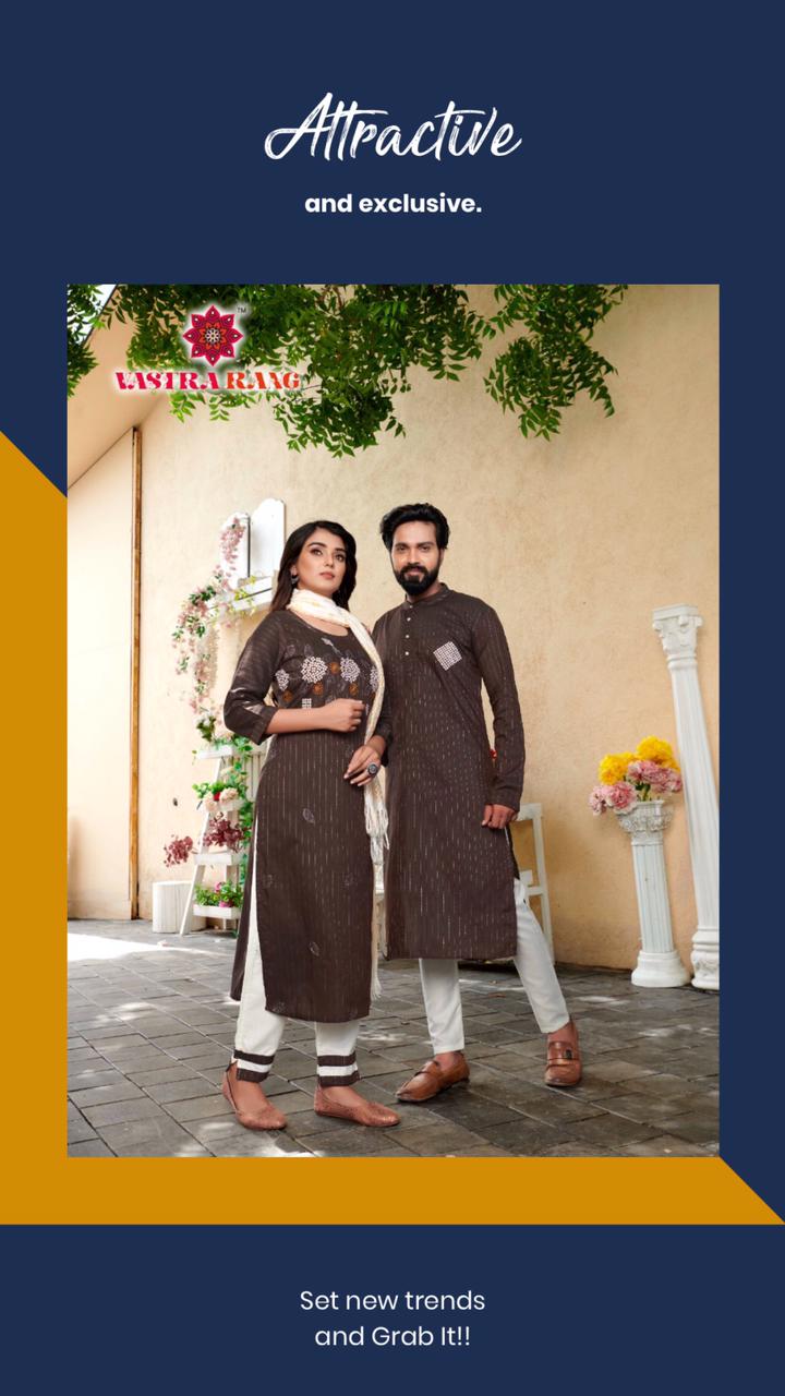 Vastra rang RAM LEELA VOL 4 Pure cotton Party Wear Couple Kurta Collection