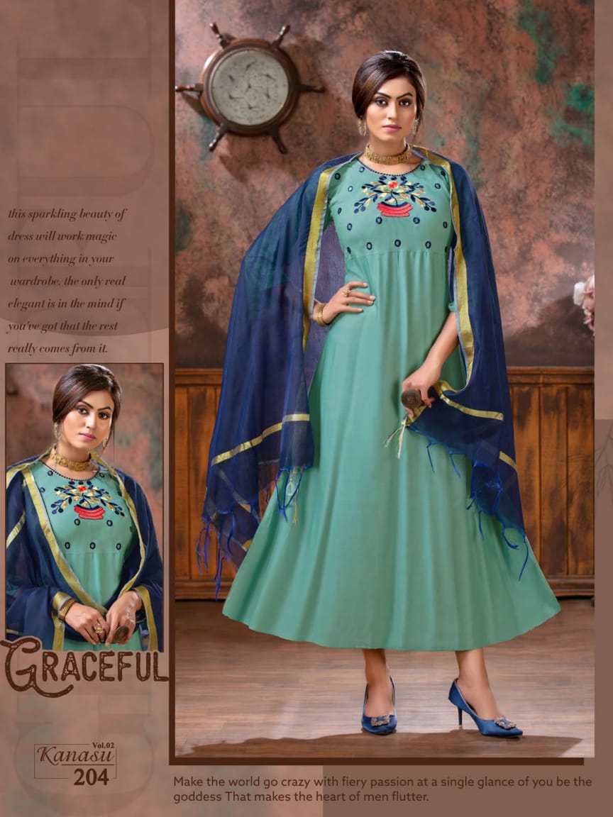 Kanasu Vol 2 Latest Designer Party Wear Anarkali Style Kurti With Dupatta 