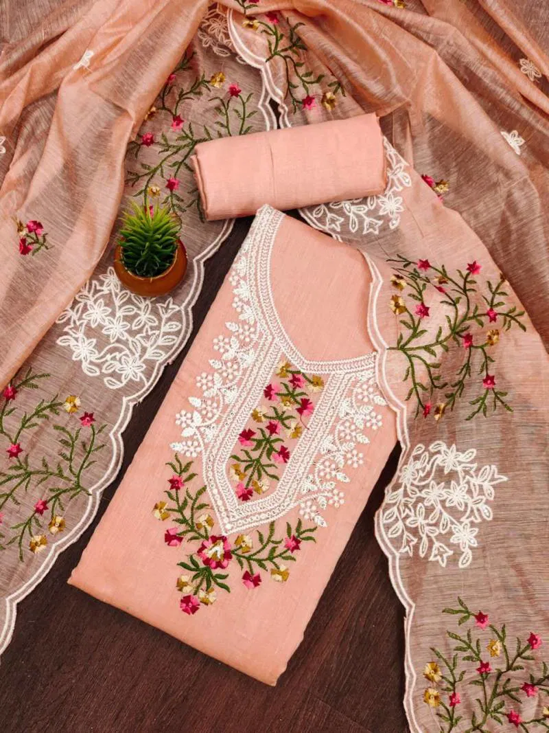 Color Set 9061 Chanderi Cotton Fancy Dress Material Exporters In India