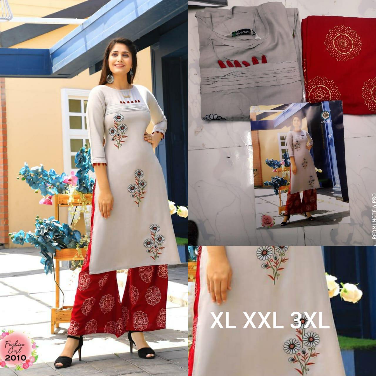 ARADHNA FASHION GIRL VOL 2 Heavy Rayon with Embroidery Work & Manual Work with Heavy Rayon With Ordinary Print & Gold Print Pazzo Kurtis Set Collections