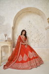 Rust Colour Silk With Leaf Embroidery Work Lahenga With Blouse Dupatta Wholesale Market In Surat KF 2144