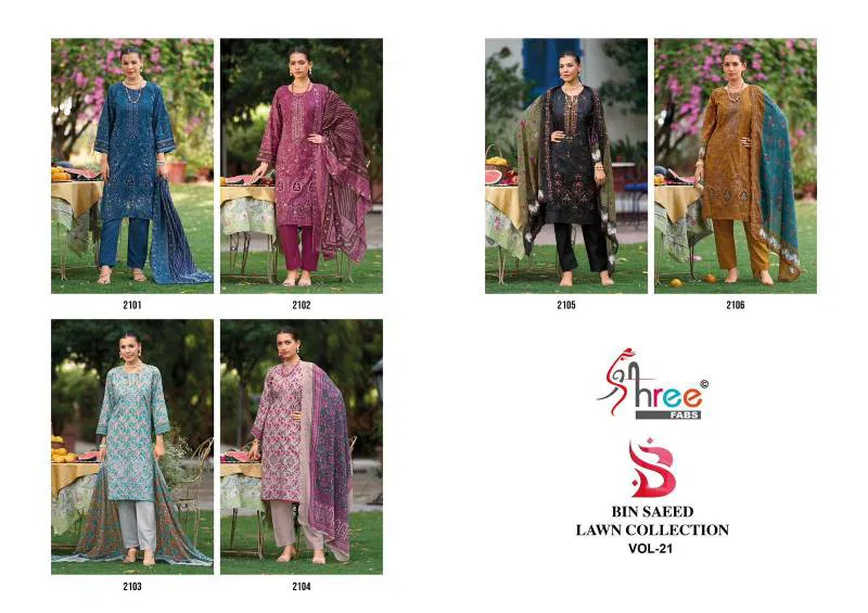 Bin Saeed Lawn Collection Vol 21 By Shree Pakistani Salwar Kameez Wholesalers In Delhi