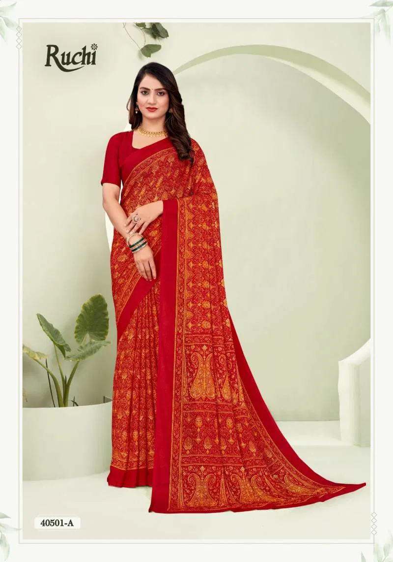 Star Chiffon 188 By Ruchi Printed Chiffon Saree Wholesale Market