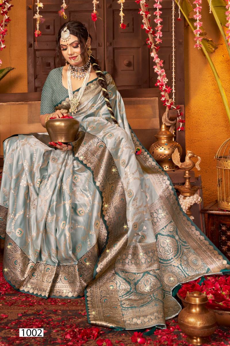 Begum Sattin Saroski Vol 1 By Saroj Fancy Satin Silk Saree wholesalers In Delhi