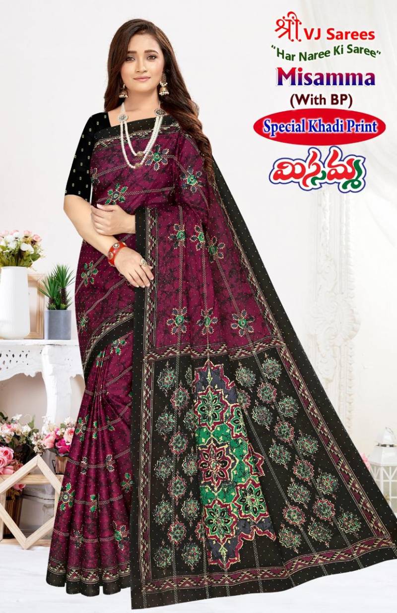 Misamma Vol 03 By Vj Casual Wear Khadi Cotton Printed Saree Wholesale Online