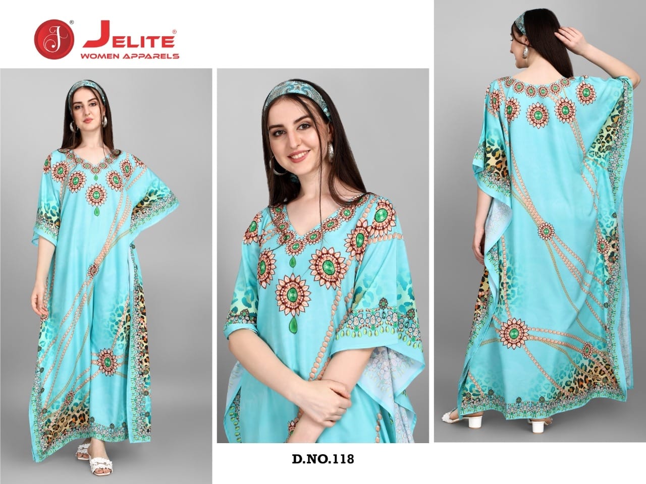 Jelite Alfreen 3 Polyester Fancy Casual Wear Wholesale Kaftans Collection
