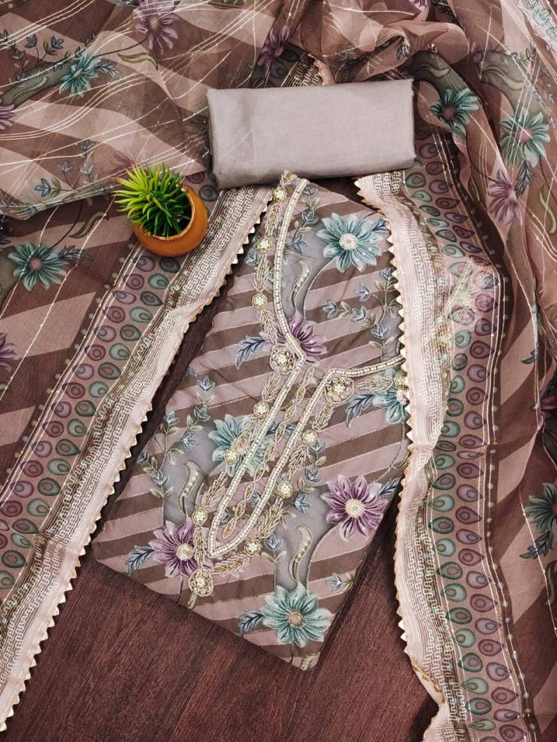 Color Set 9079 Fancy Embroidered Organza Dress Material Wholesale Clothing Suppliers In India