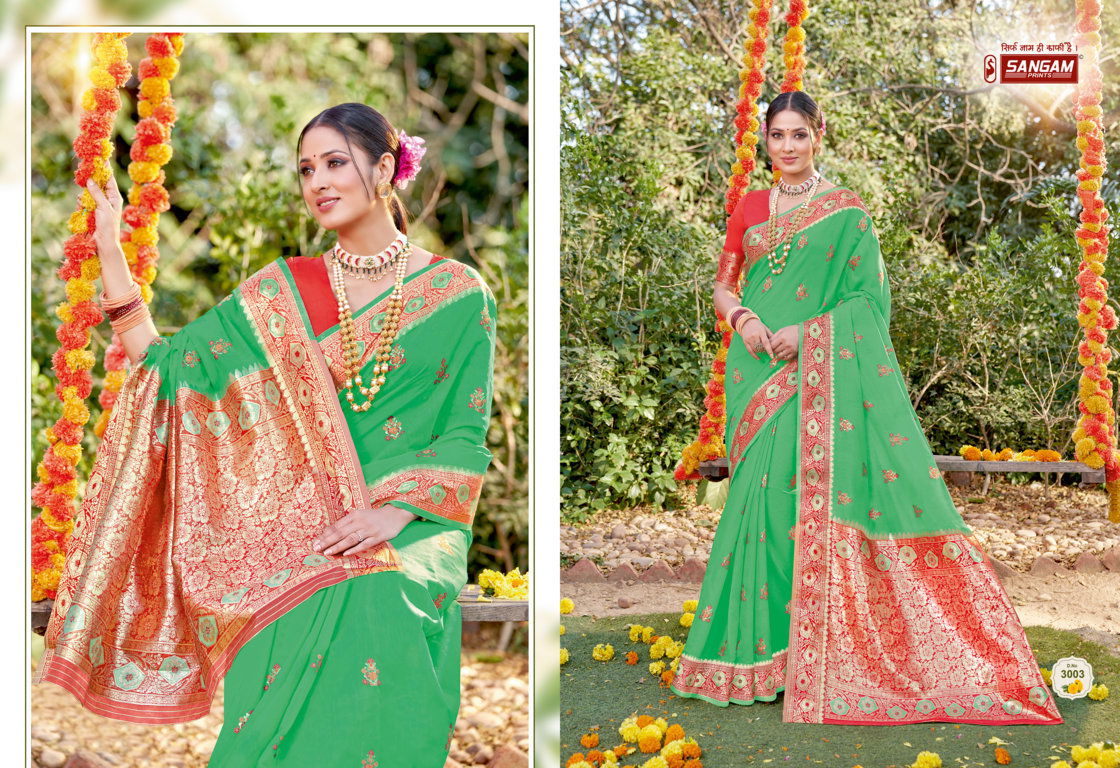Sangam Subh Milan Heavy Wedding Wear Cotton Zari Weaving New Designer Sarees Collection