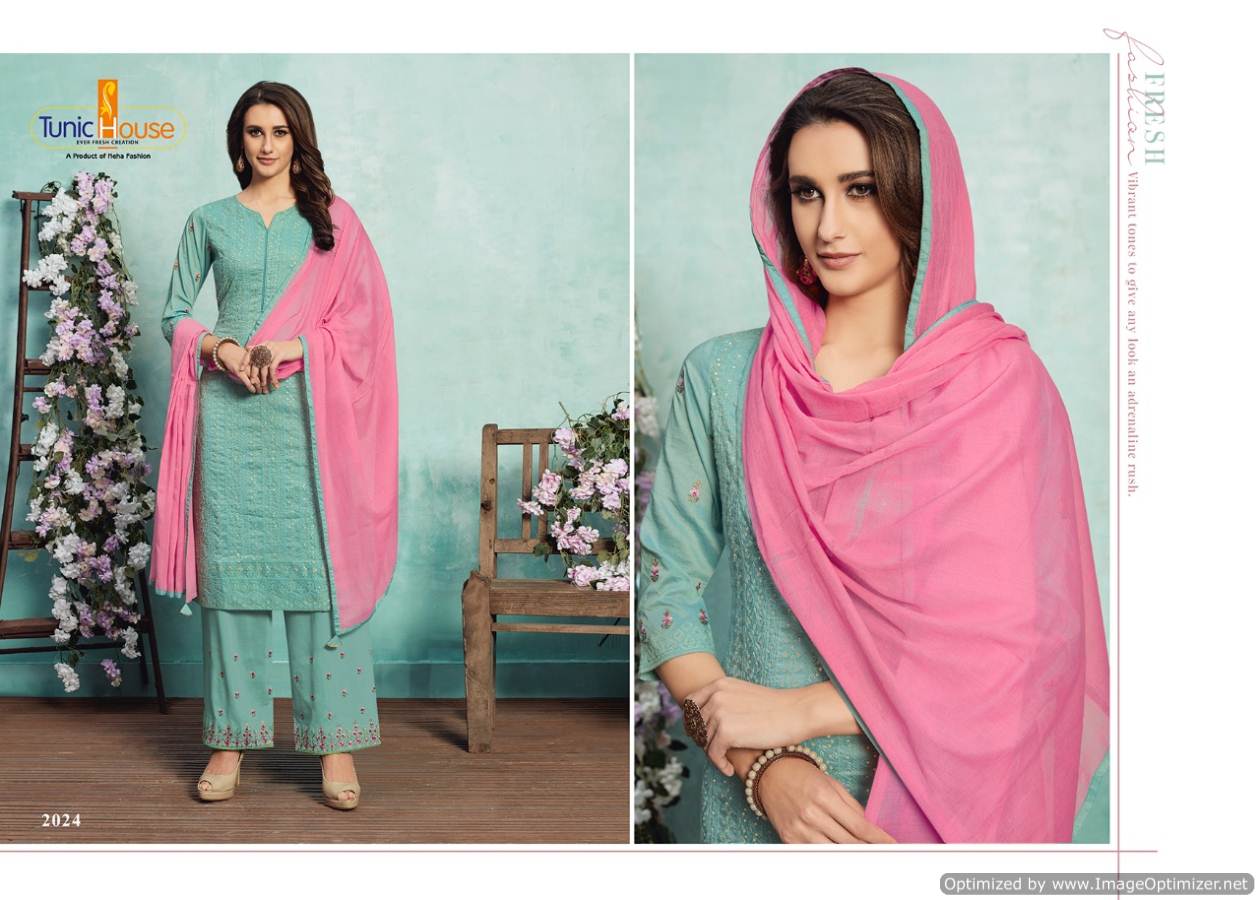 Tunic House Nelly Lucknowi Stylish Chinon Soft Silk With Embroidery Work Salwar Suit Collection
