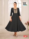 Golden Duck By Blue Hills Rayon Foil Printed Anarkali Gown Suppliers In India