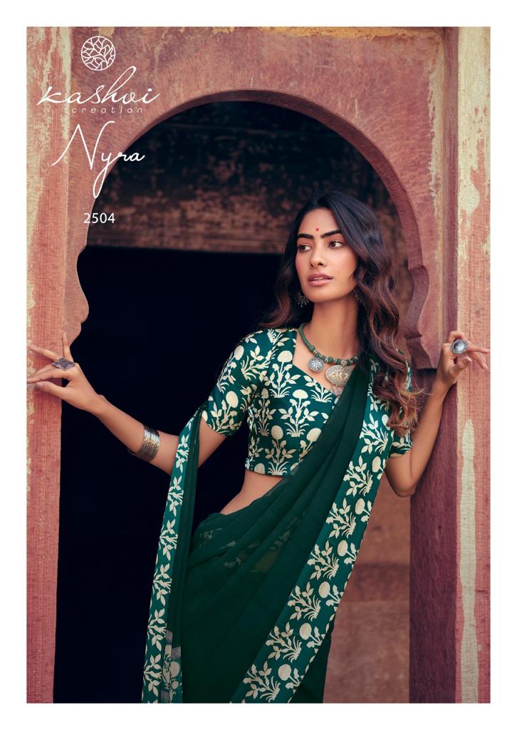 KASHVI NYRA Latest Fancy Festive Wear Weightless Satin Patta With Satin Blouse Saree Collection