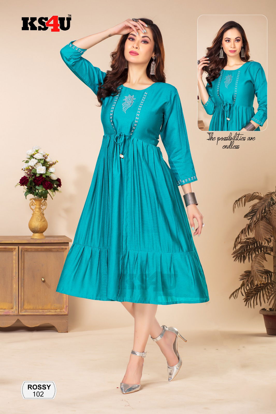 Rossy By Ks4u Plain Designer Anarakali Kurti Wholesale Price In Surat
