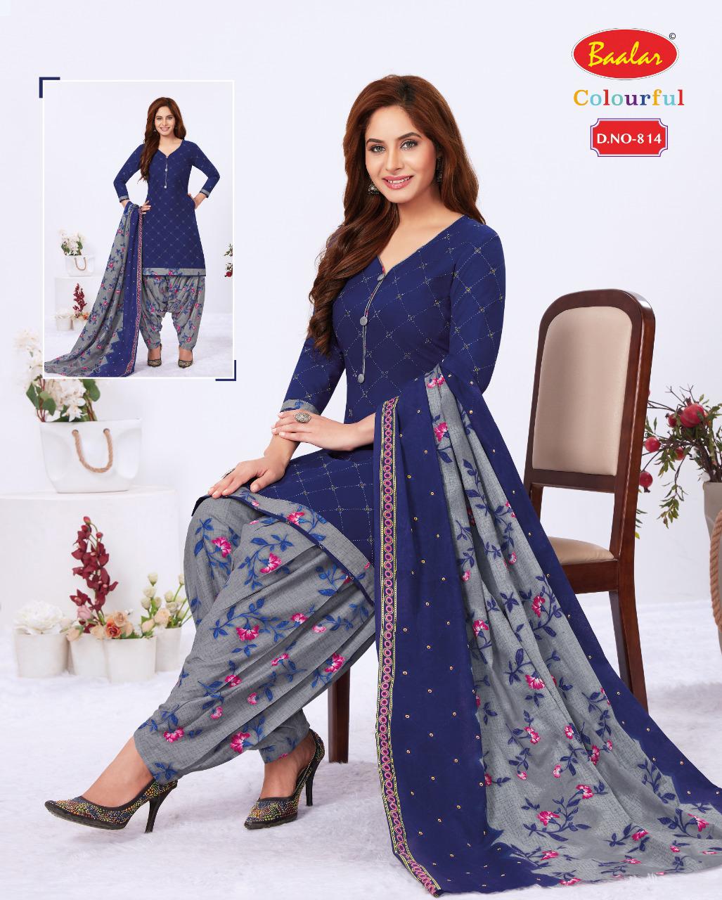 Baalar Colourful 8 Latest Fancy Regular Wear Cotton Printed Readymade Salwar Suit Collection
