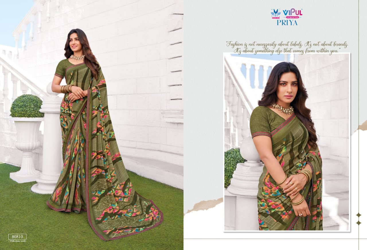 Priya By Vipul Georgette Daily Wear Sarees Wholesale Shop In Surat