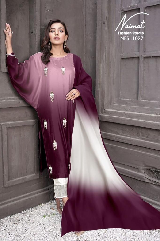 Naimat Fashion Studio 1027 Fancy Party Wear Georgette Top With Bottom And Dupatta Ready Made Collection