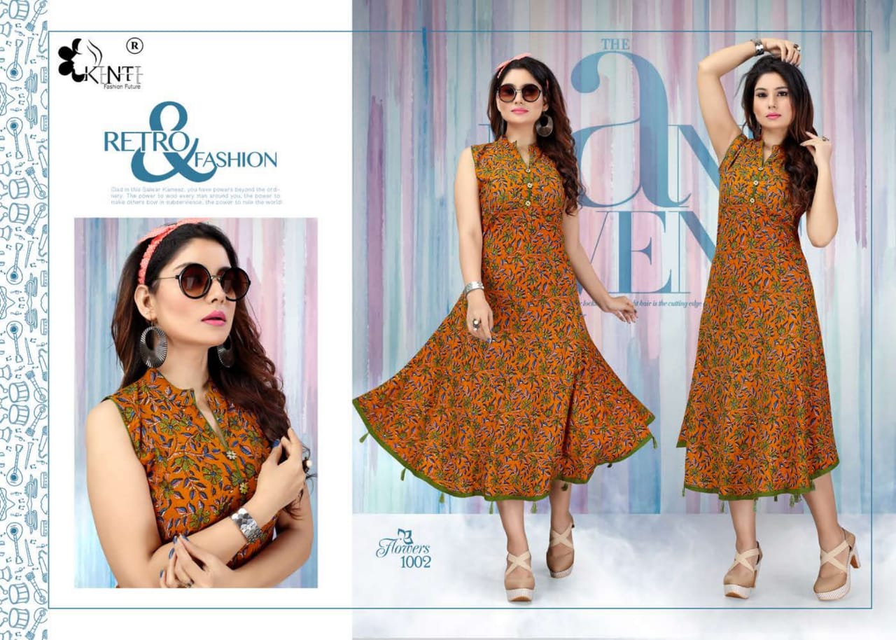 Kinti-Flowers Fancy Designer Regular Wear Heavy Rayon Printed Kurti collection