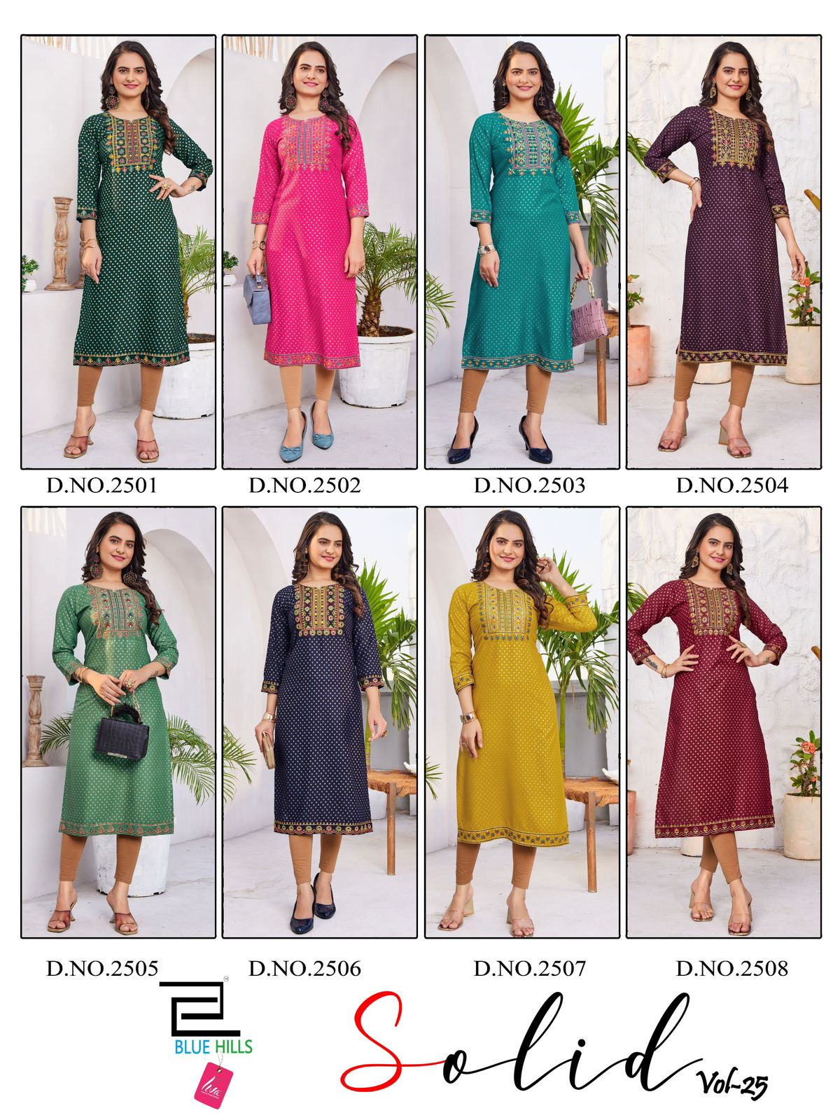 Solid Vol 25 By Blue Hills 2501 to 2508 Kurti suppliers in India