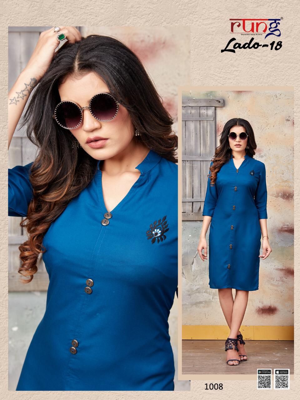 Rung Lado 18 Latest Fancy Designer Casual Wear Rayon Designer Kurtis Collection
