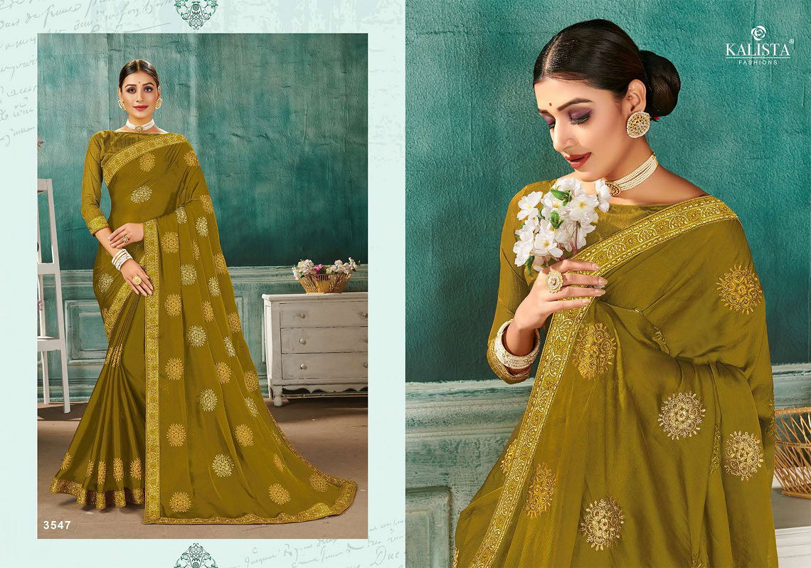 Kalista Nikita Latest Fancy Party Wear Designer Chiffon Embroidery Saree Collection
