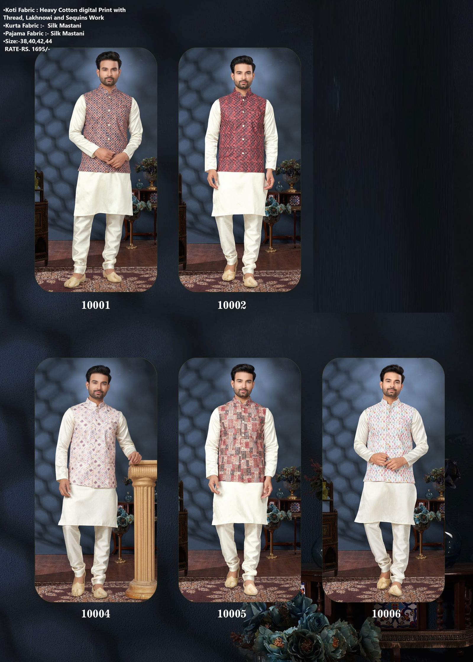 Outluk Wedding Lucknowi Vol 10 Mens Wear Modi Jacket Kurta Pajama Wholesale Online