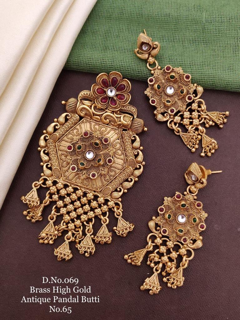Brass High Gold Antique Pandal Butti Set Catalog