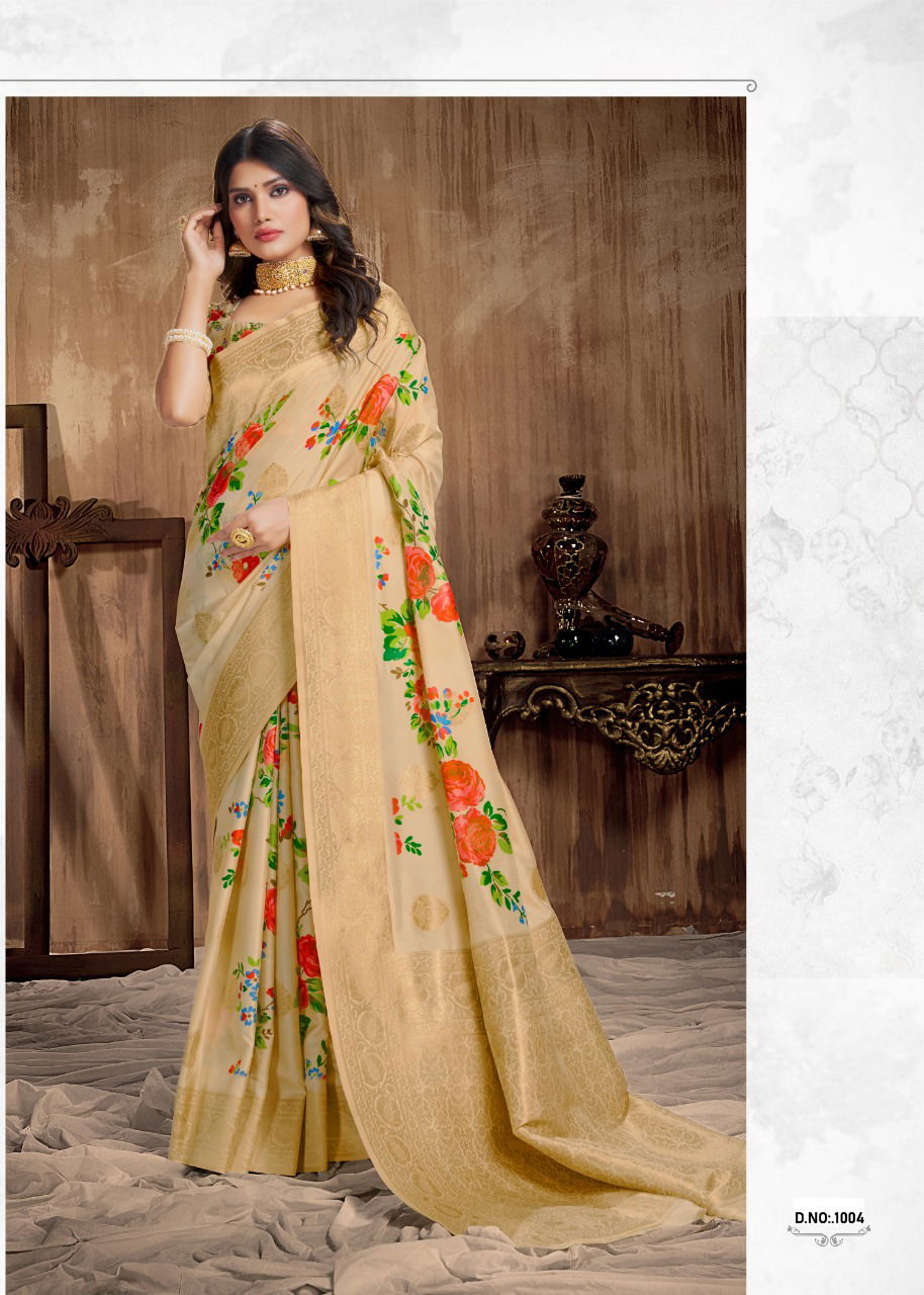 Rajyog Anjali Latest Designer Fancy Festive Wear Silk Digital Printed Silk Sarees Collection
