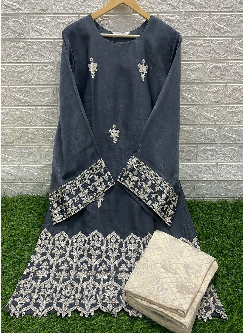 1399 Embroidery Velvet Tunic Kurti With Bottom Catalog