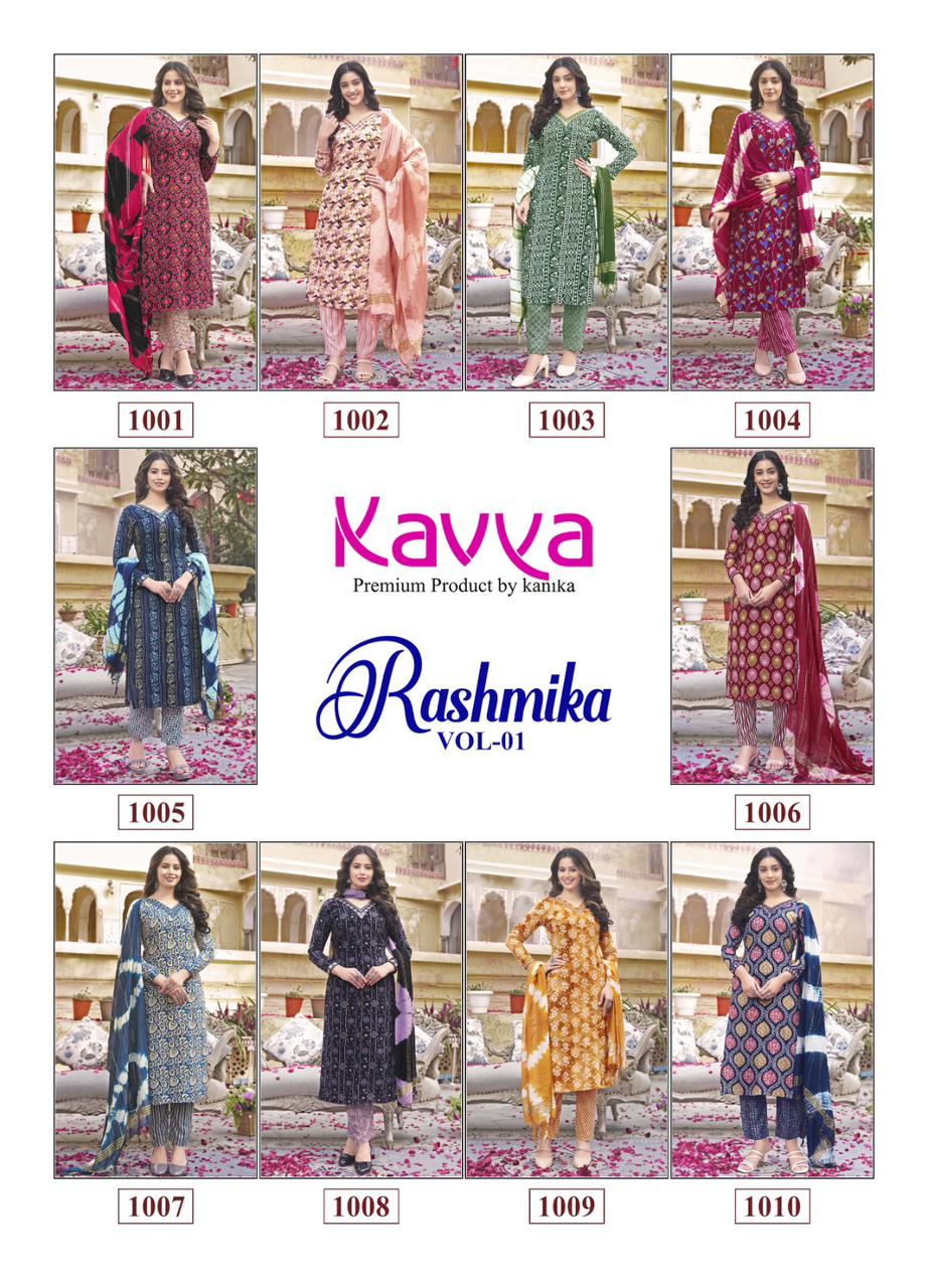 Kavya Rashmika Vol 1 Printed Straight Kurti With Bottom Dupatta Wholesale Clothing Suppliers In India