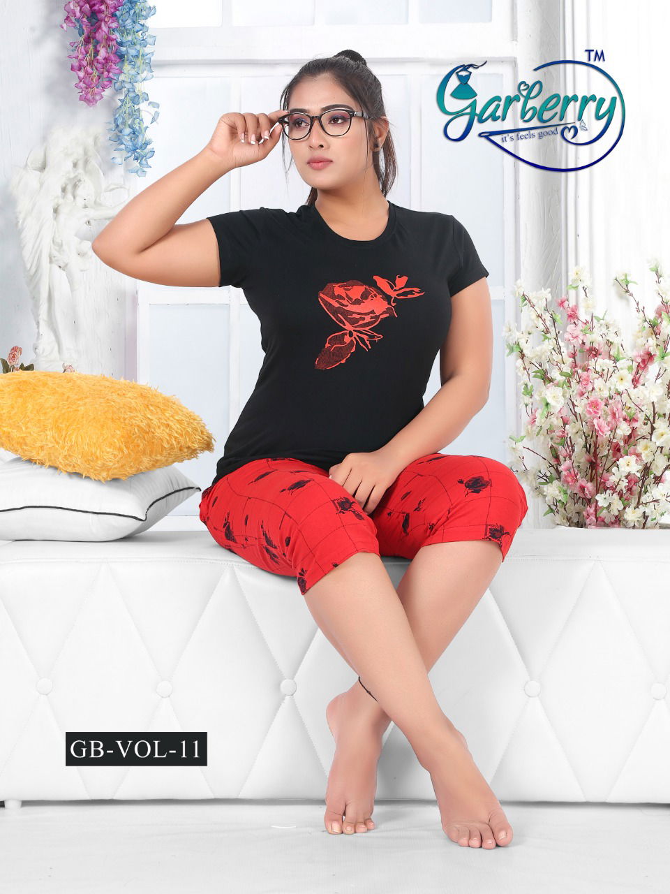 Garberry 11 Latest Exclusive Comfortable Hosiery With Super Fine Stitching Cotton Short Printed Nightsuits Collection
