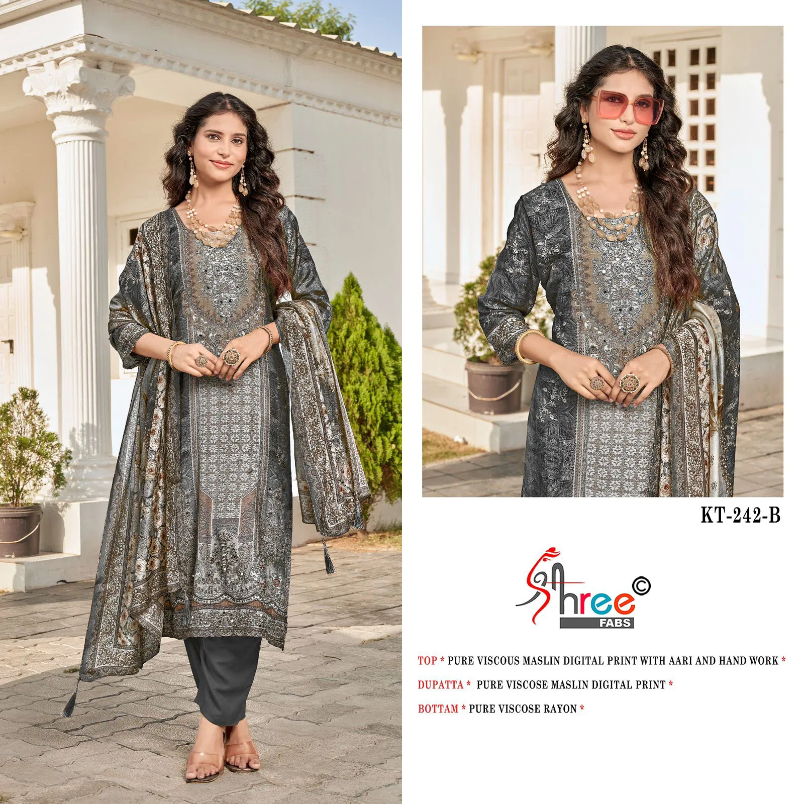 Shree Kt 242 Viscose Maslin Printed Wholesale Salwar Suits Suppliers In Mumbai