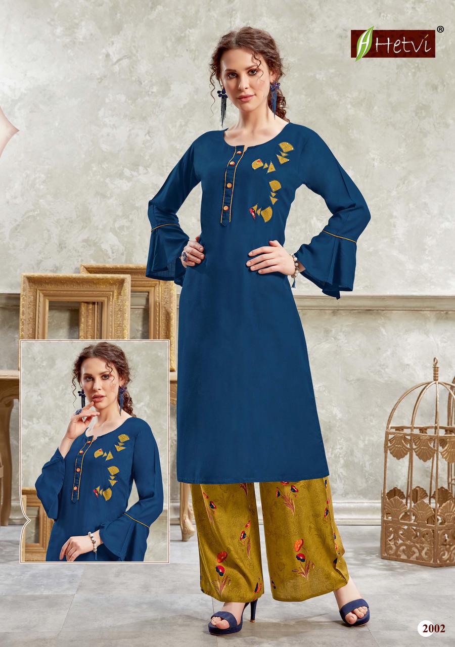 Hetvi Nidhi Ethnic Wear Rayon Designer Printed Kurtis With Bottom Collection