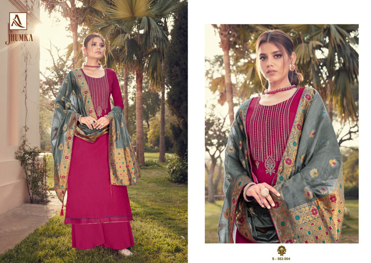 Alok Jhumka Desinger Heavy Pure Zam Cotton Dyed with Exclusive Embroidery Festive Wear Dress Material Collection