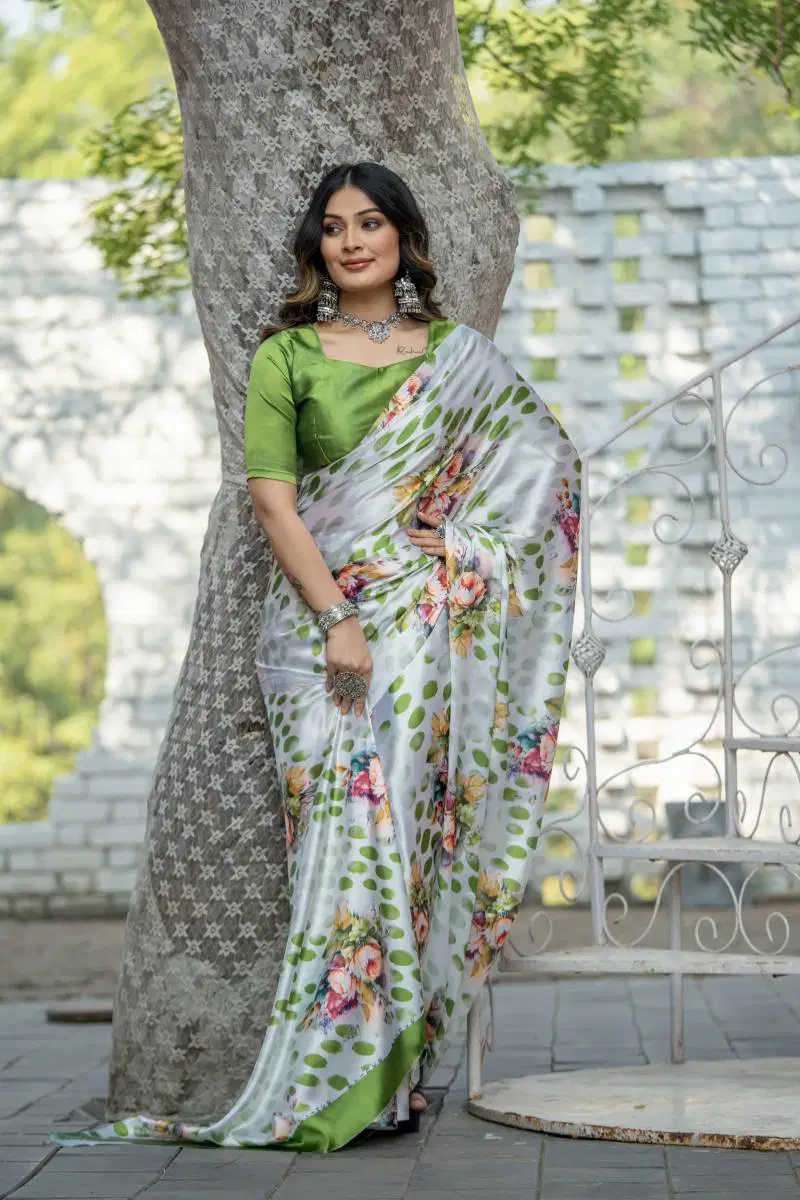 Sf Sizzller Party Wear Digital Printed Satin Silk Saree Wholesale Suppliers In Mumbai