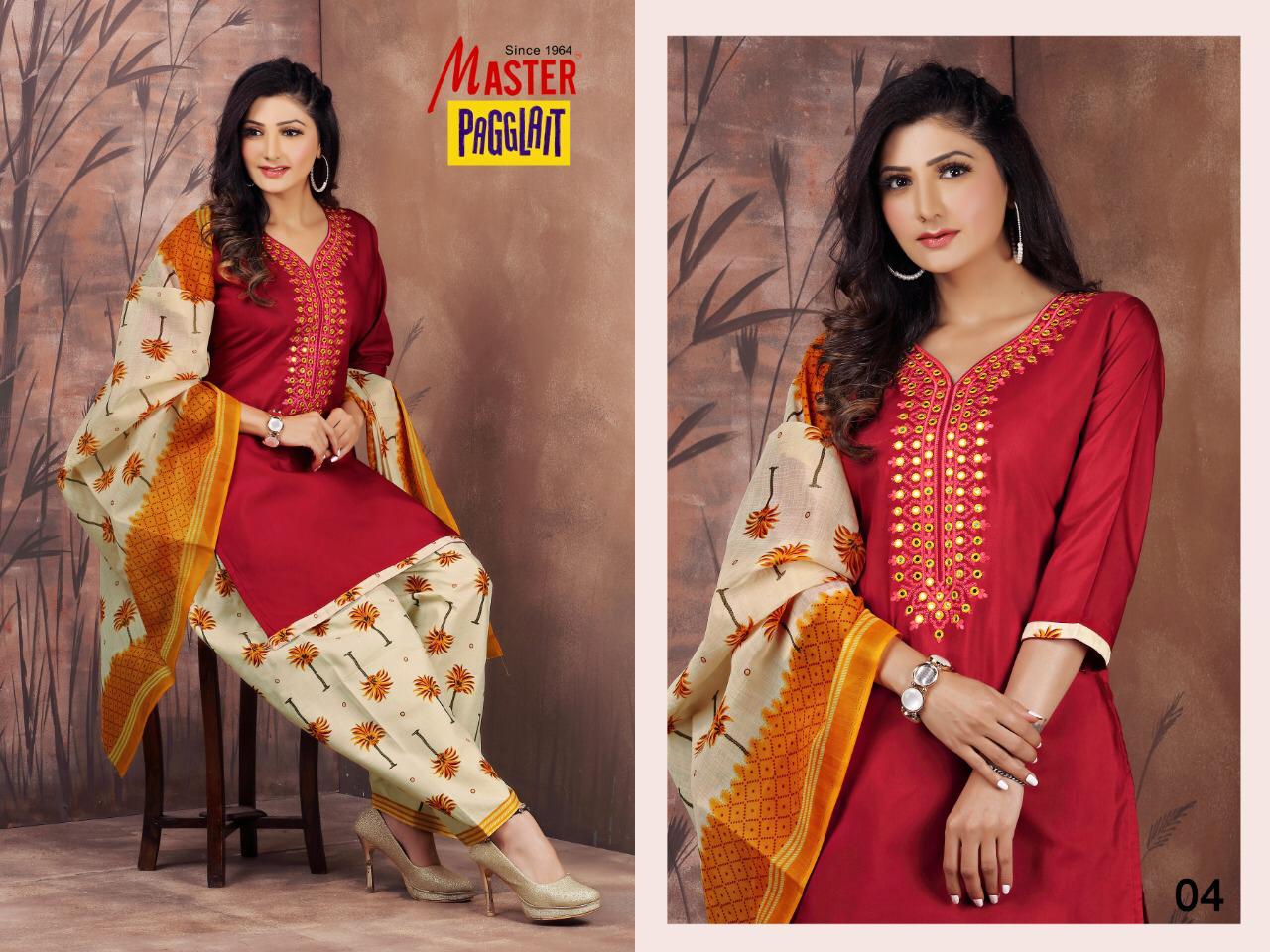 Master Pagglait Latest Fancy Casual Regular Wear Readymade Cotton Printed salwar Suit Collection
