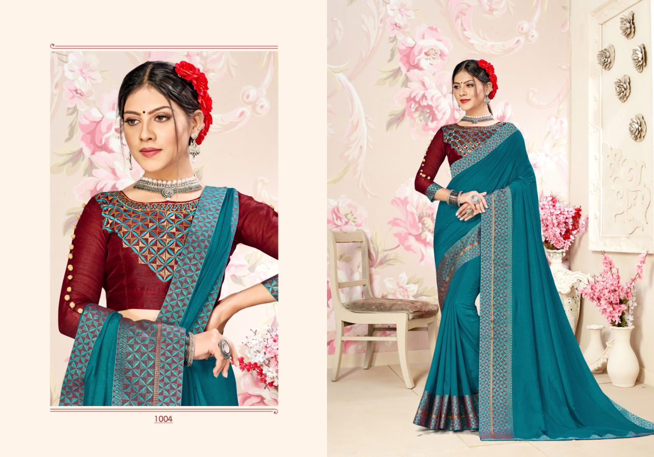 Ronisha Goldie Latest Designer Embroidery Work Blouse With Party Wear Silk Saree Collection 