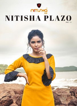 Nitisha Plazo 2 Casual Wear Stylish Designer Oarty Wear Kurti With Bottom