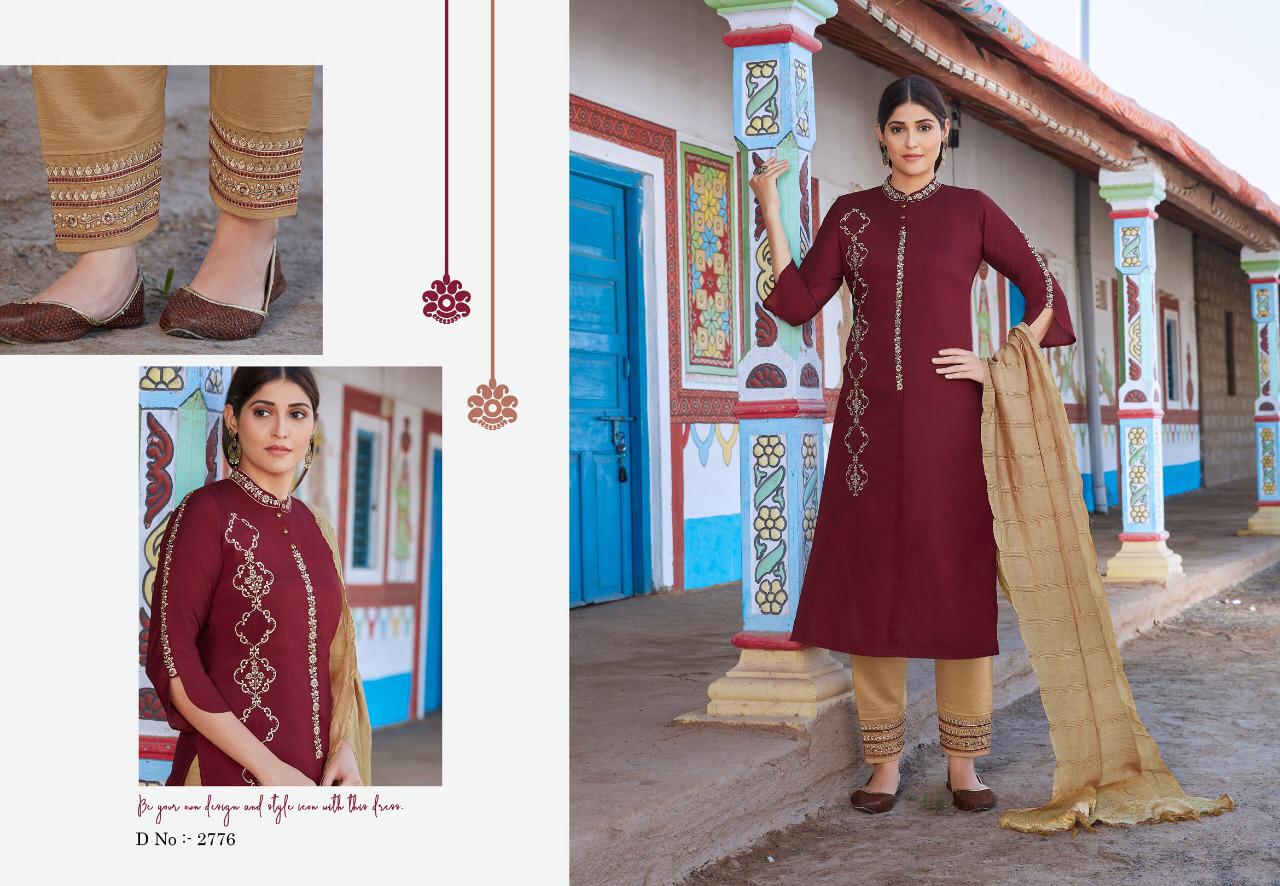 Rangoon Foram Latest Fancy Designer Feative Wear Chinon With Value Adition Work Long Kurti Readymade Collection
