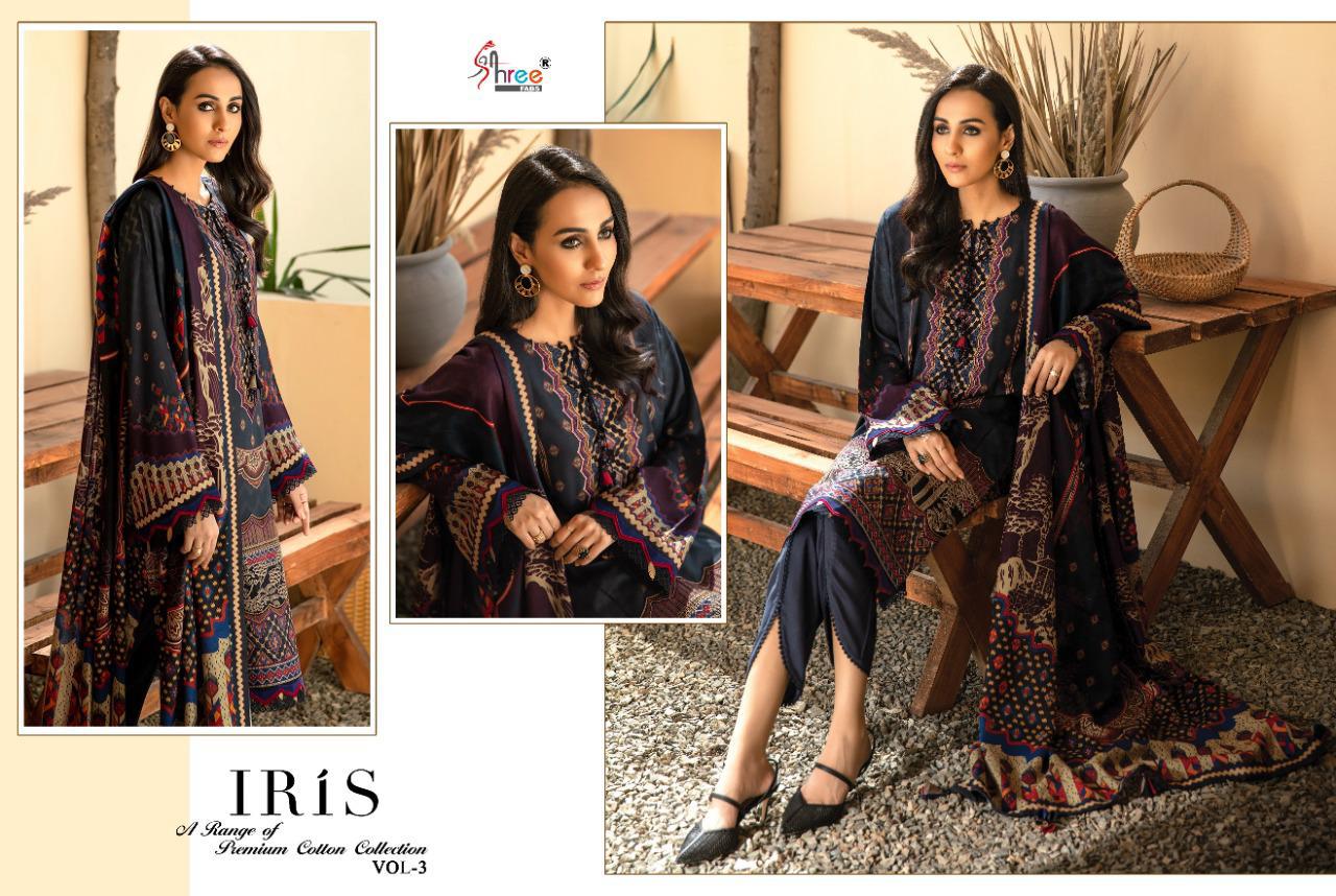 Shree Iris 3 Pure Jam Cotton print And embroidery Work  patch Top With Dupatta And Bottom Pakistani Salwar Suits Collection