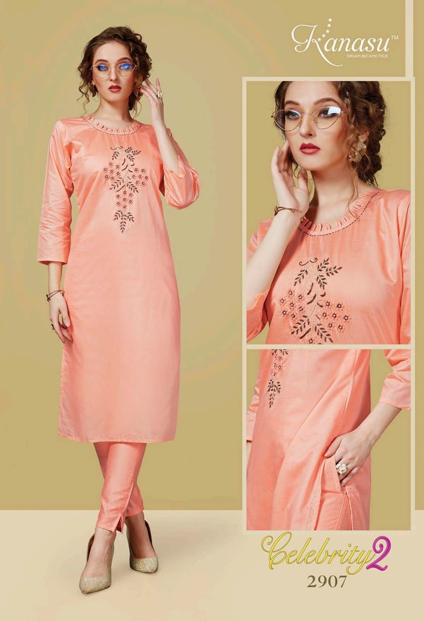 Kanasu Celebrity 2 Ethnic Wear Silk Designer Kurti With Bottom Collection