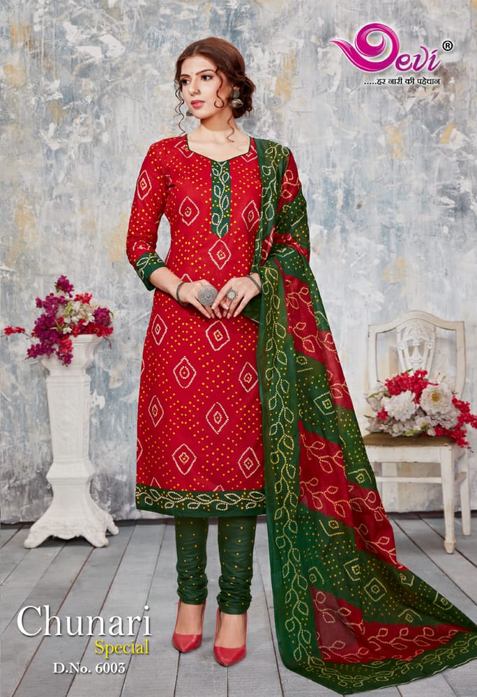 Devi Chunri Special Vol 6 Latest Designer Bandhani Print Pure Cotton Dress Material Collection 