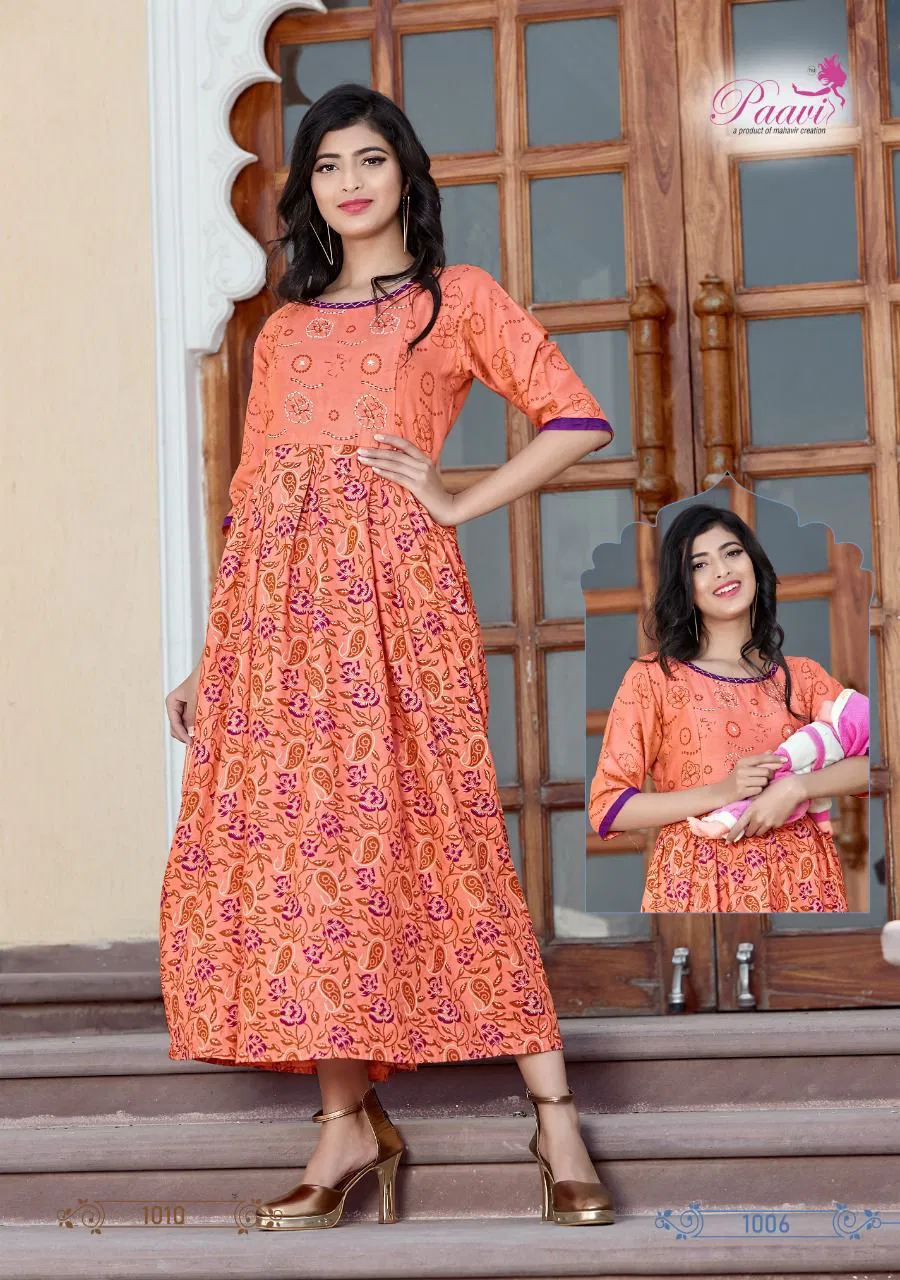 Paavi Kaarwan 4 Ethnic Wear Rayon Printed Anarkali Long Kurti Collection
