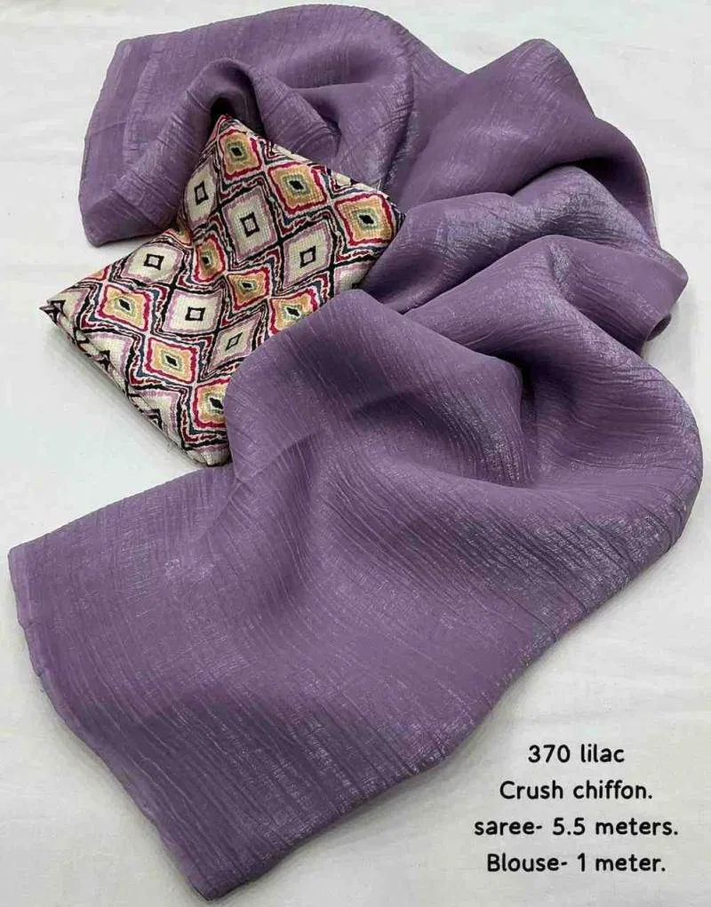 Kc 615 Crush Chiffon Solid Plain Saree Wholesale Market In Surat With Price