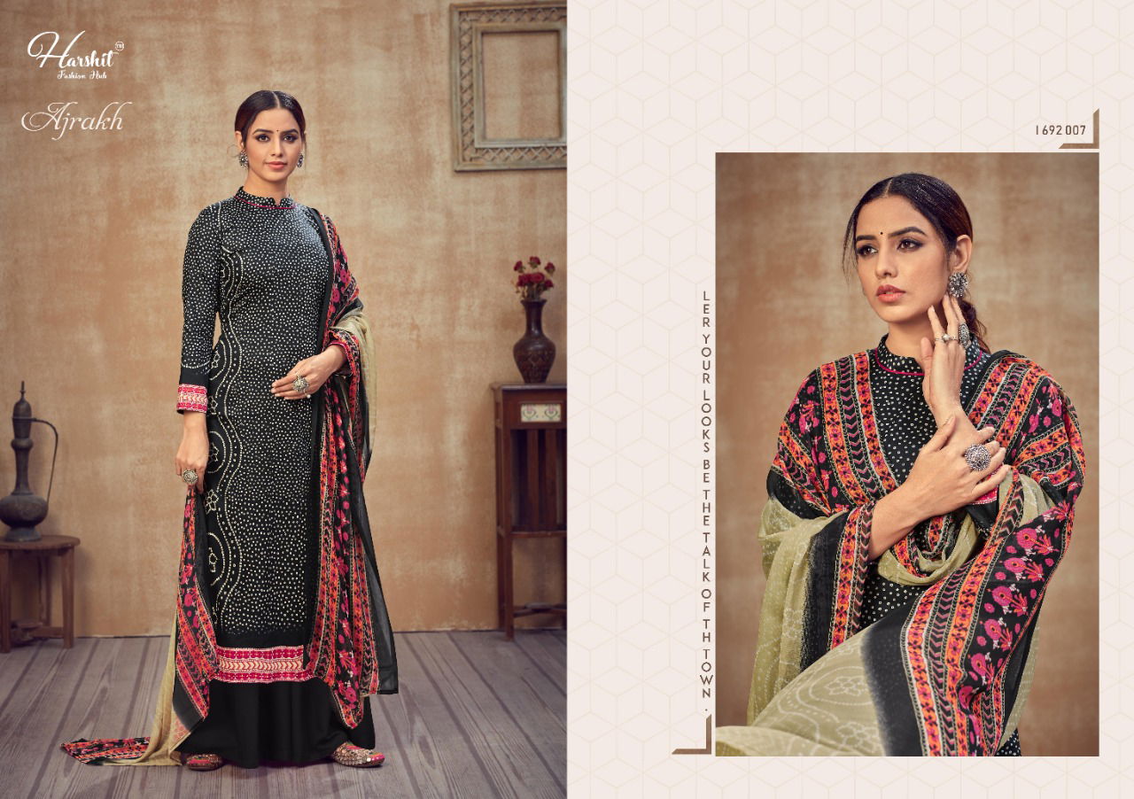 Harshit Ajrakh Latest Casual Wear Pure jam Digital Printed Bandhani Designer Dress Material Collection
