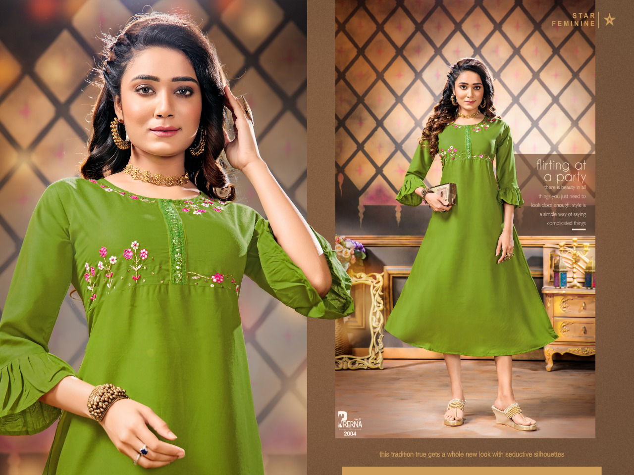 Prerna 7 Rayon Ethnic Wear Flair with Designer Handwork Kurtis Collection