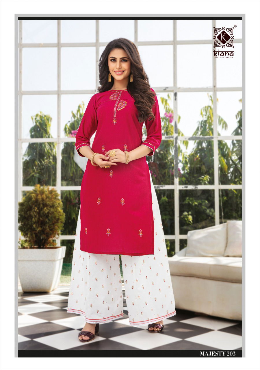 Kiana Majesty Viscose Latesty fancy Designer Ethnic Wear Viscose Kurti With Bottom Collection

