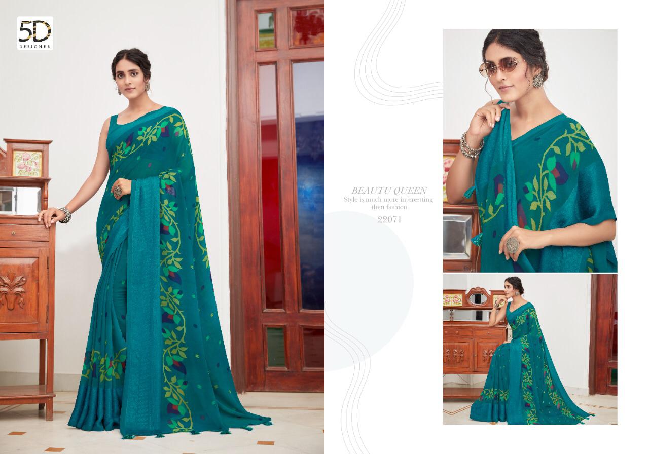 5D AMBER VOL-6 Fancy Printed Casual Wear Georgette Jacquard Border Saree Collection 