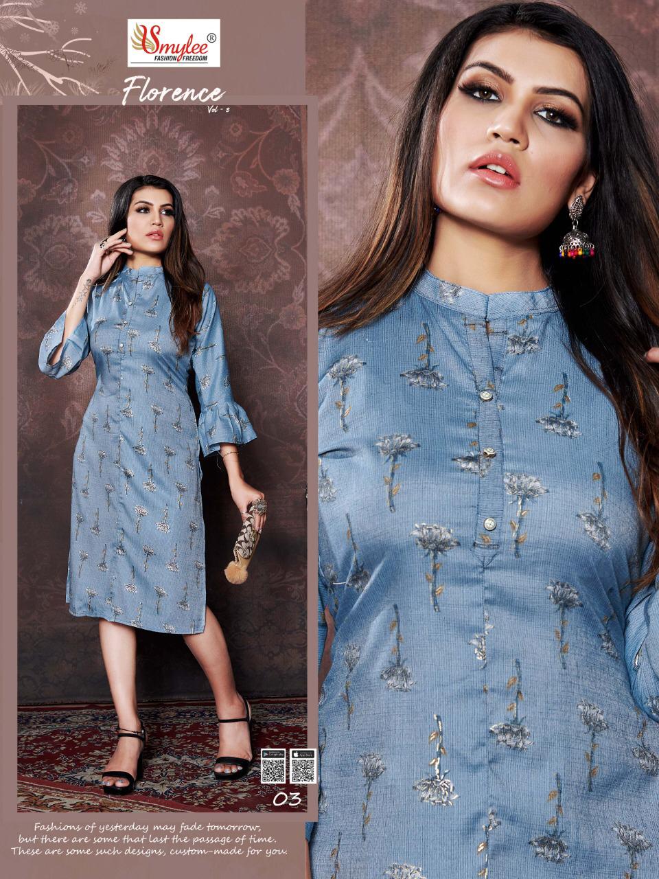 Smylee Florence 3 Latest Fancy Designer Regular Wear Rayon Printed Designer Kurtis Collection
