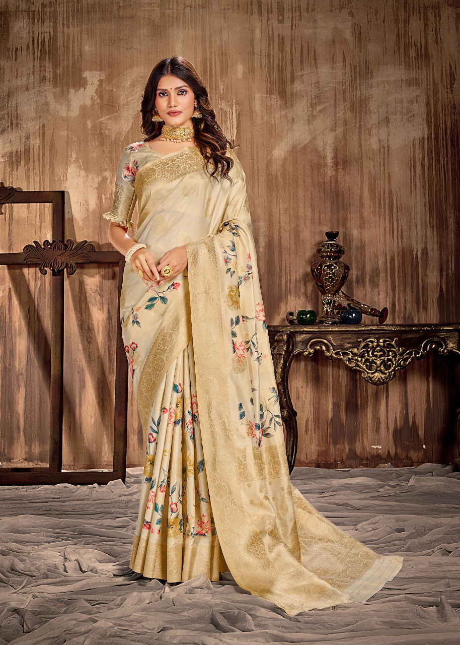 Rajyog Anjali Latest Designer Fancy Festive Wear Silk Digital Printed Silk Sarees Collection
