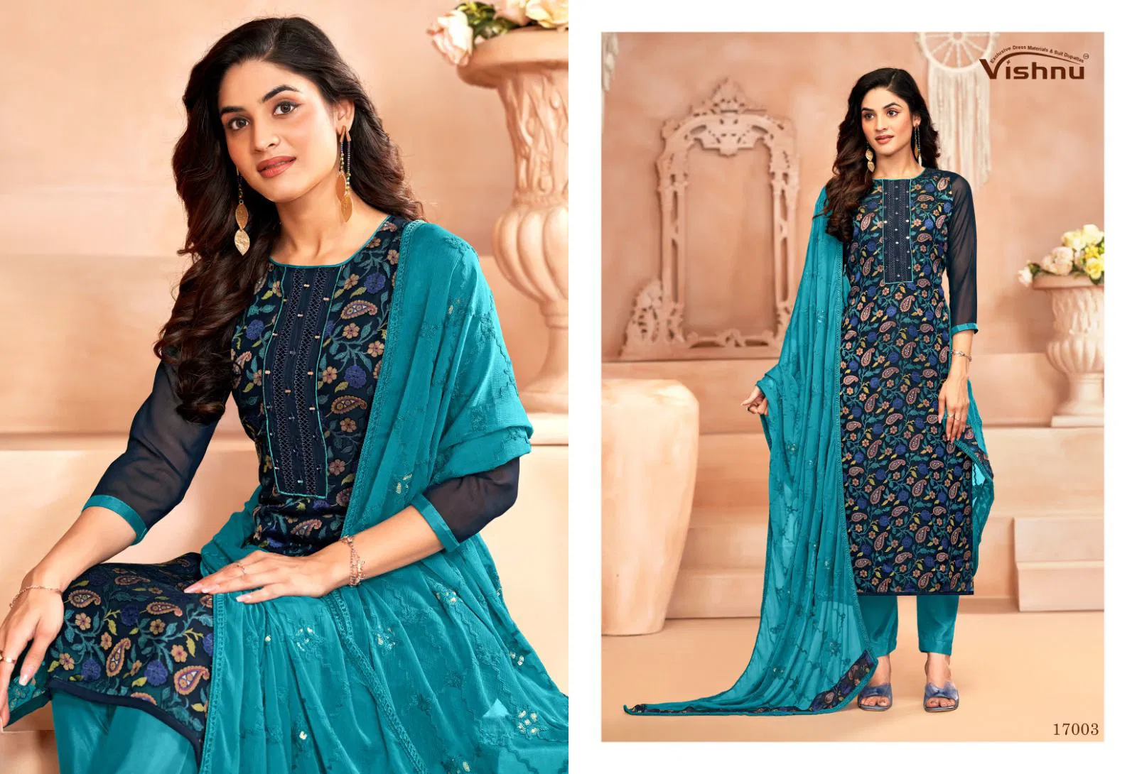 Libaas By Vishnu Roman Georgette Brasso Wholesale Dress Material In India