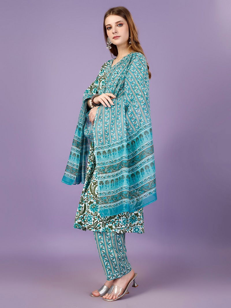 Shubh 25 Flower Printed Kurti With Bottom Dupatta Wholesale Clothing Suppliers In India
